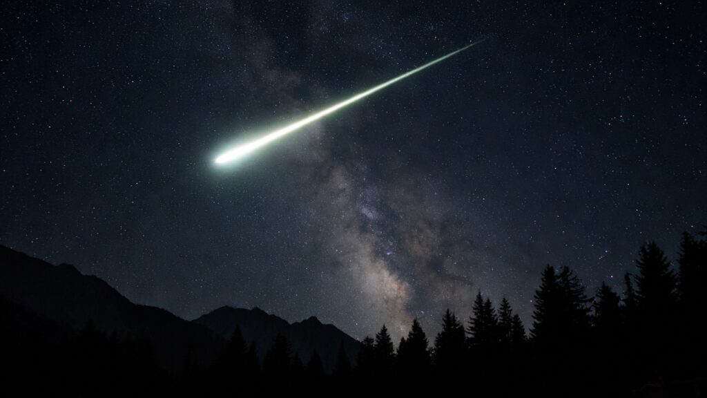 meteoro con cielo estrellado