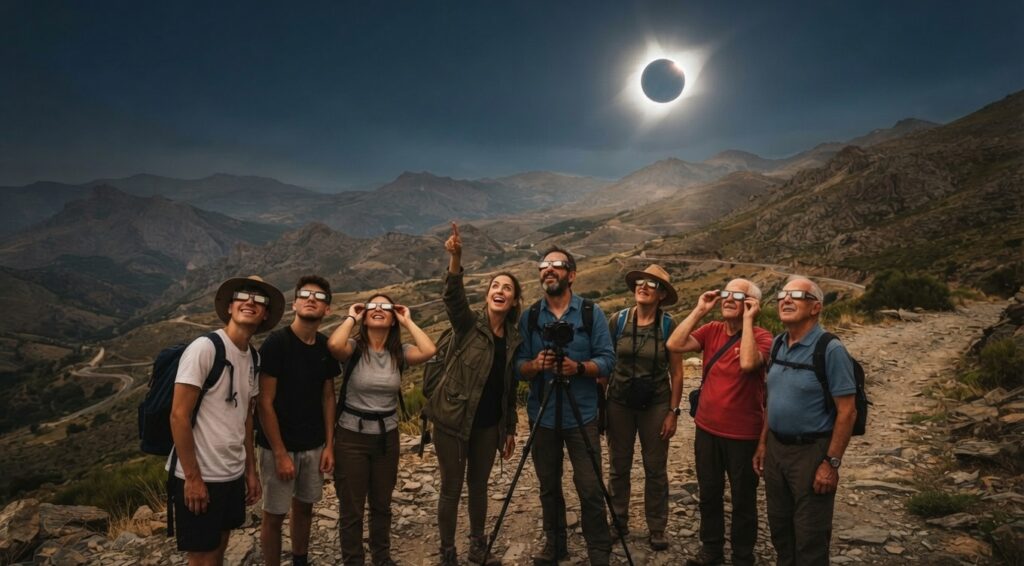 personas viendo el eclipse